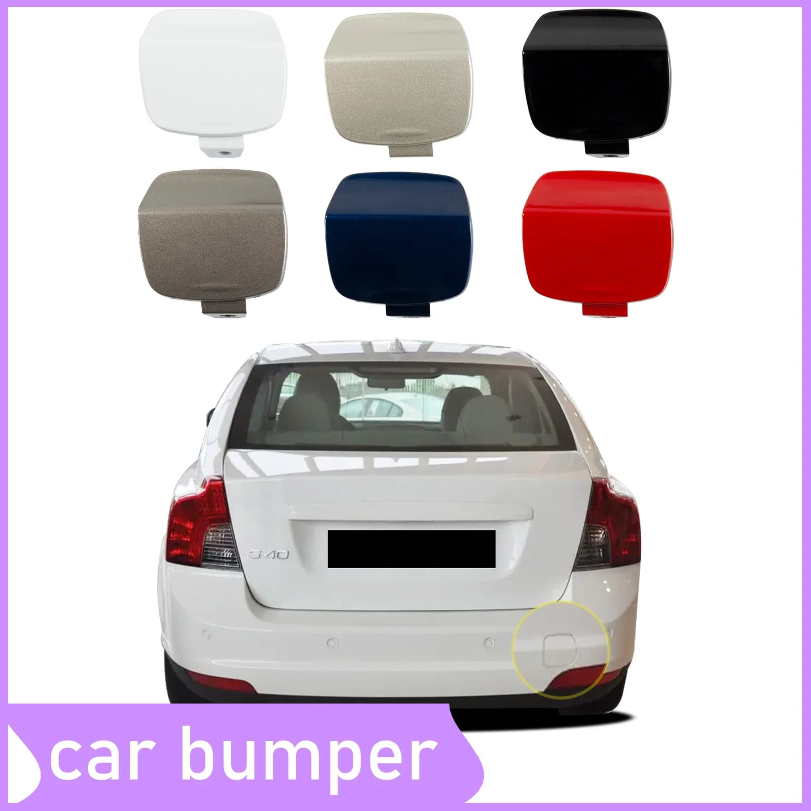 Rear  Bumper Tow Hook Cover Fit For Volvo S40 2008 2009 2010 2011 2012 39886337 Towing Eye Cover Right Passenger Side