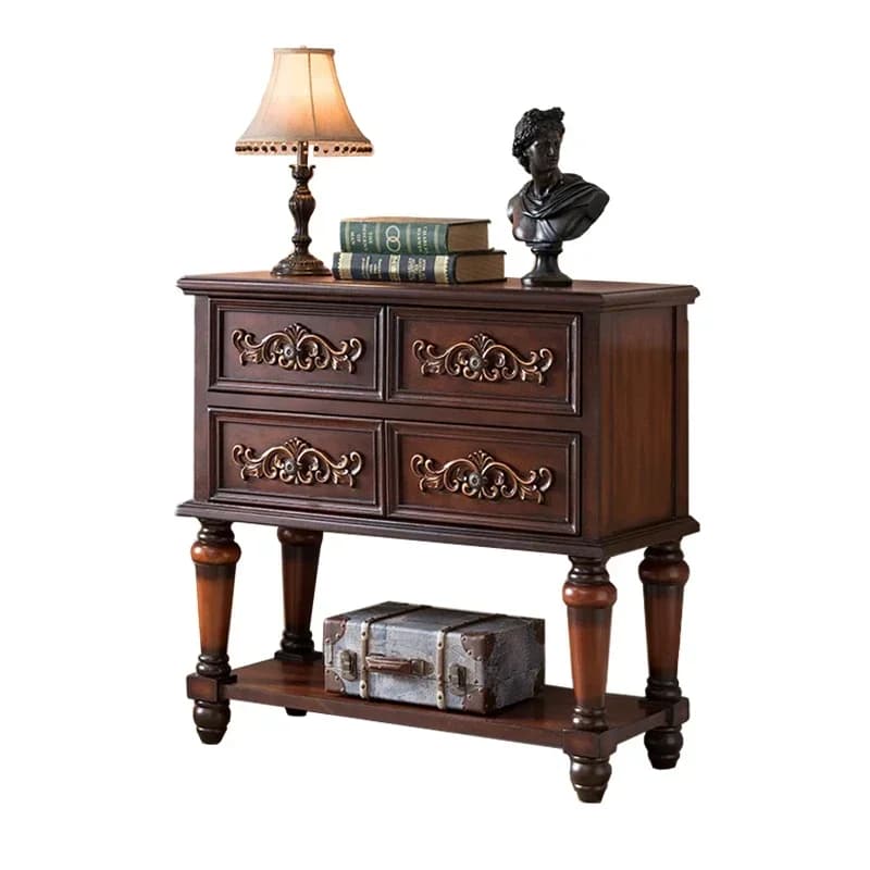 54European-Style Console Solid Wood American Country Drawer Hallway Table Side Cabinet Side View Chest of Drawers
