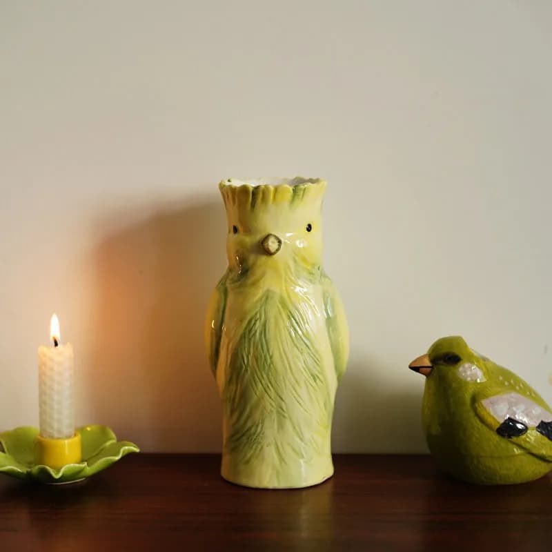Elegant European Hand-painted Parrot-shaped Ceramic Vase Flower Arrangement Home Decoration Jarrones Decorativos Moderno Vases