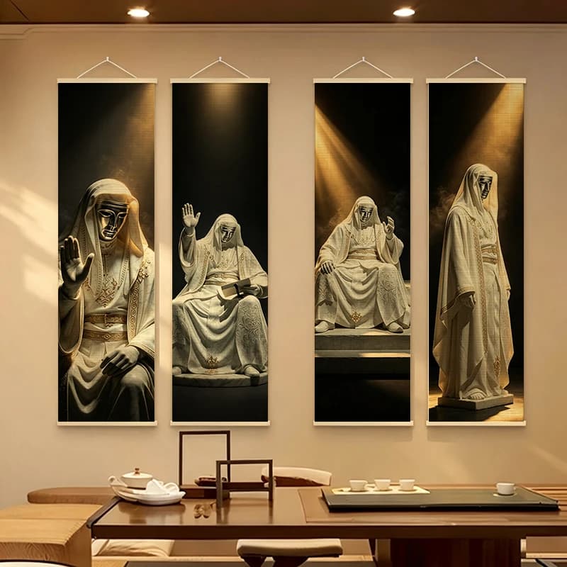 Home Decor Baldwin IV of Jerusalem King Bamboo Scroll Painting Stoic Resilience Spiritual for bedroom room decor aesthetic