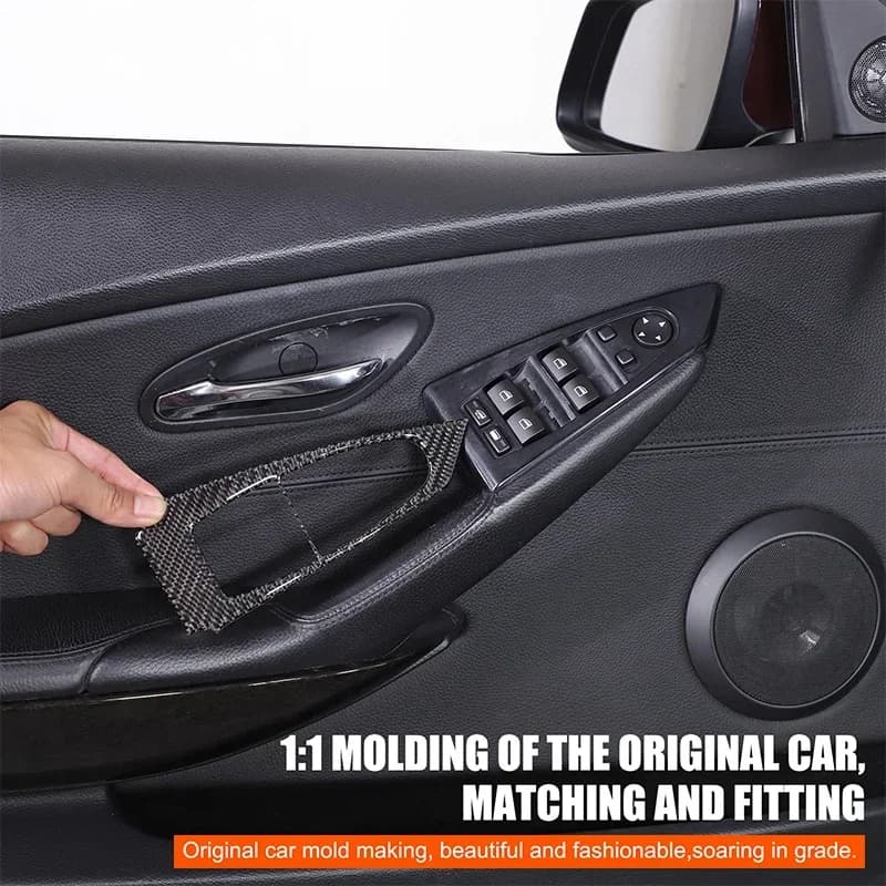 For BMW 6 Series M6 E63 E64 2004-2010 Soft Carbon Fiber Car Glass Lift Switch Panel Cover Trim Sticker Interior Car Accessories