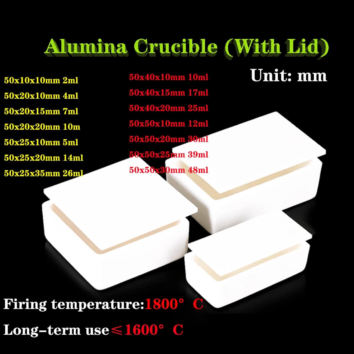 99% Alumina Crucible (With Lid),1pcs Corundum Crucible 2ml-48ml Alumina Ash Crucible Squares Are Used In Experiments.