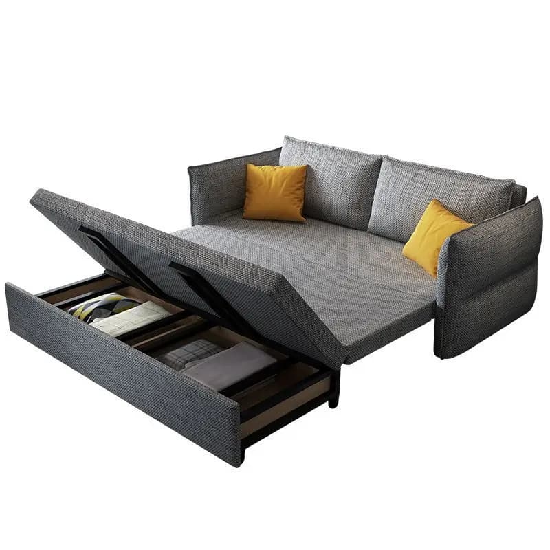 Sofa bed dual-purpose multi-functional foldable fabric double small apartment living room storage retractable sofa