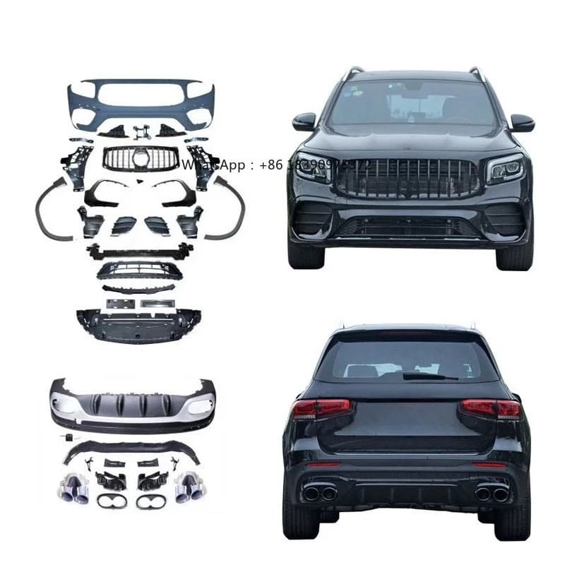 Car Bumper for  GLB X247 Upgrade GLB35 AMG Front Bumper with Grille GLB45 AMG Diffuser with Exhaust Pipe