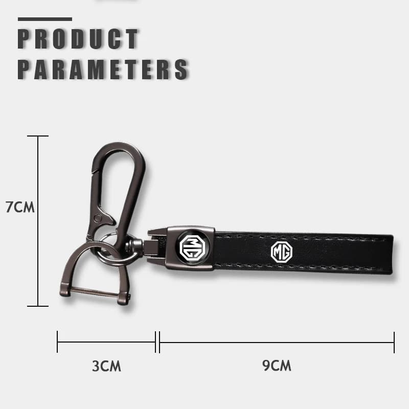 For MG4 EV MG5 MG ZS MG HS MG6 MG Cyberster Leather Metal Car Keychain Anti‑Lost Key Ring Hook Auto Key Decoration Styling Part