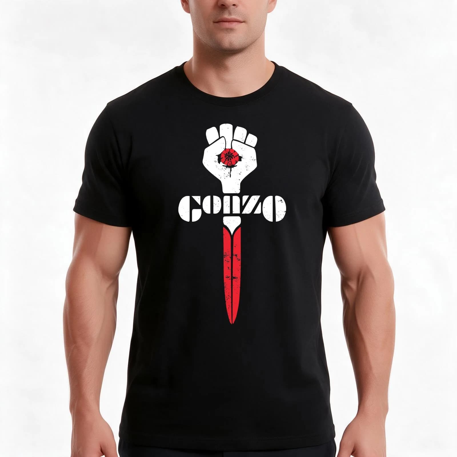 Gonzo Symbol Hunter S Thompson T-Shirt, Summer Casual Cotton Tee, Oversized Streetwear Tops, Vintage Graphic Print, 100% Cotton