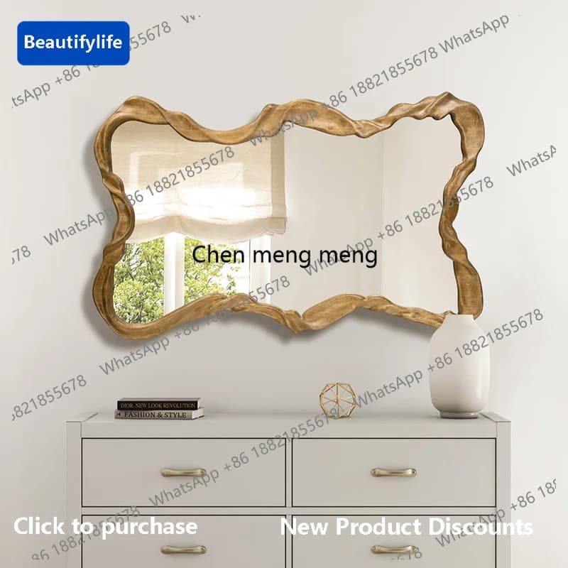 M183 French Style Irregular Full-Length Mirror Luxury Dressing Mirror Entryway Wall-Mounted High-End Decorative Mirror