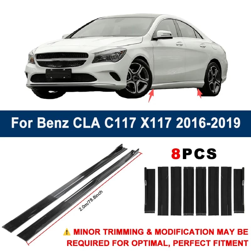 Aerodynamic 2m Sectional Side Skirt Extension Lips Racing Side Spoiler For Mercedes Benz CLA C117 X117 16-19 Sport Upgrade Kit