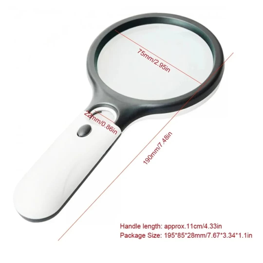 White Magnifying Glass Handheld 45X Magnifier With 3 LED Light For Reading Magnifying Glass Jewelry Loupe Clear and bright
