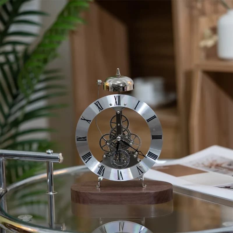 ‌Luxury Mechanical Style Table Clock Modern Living Room Decorative Timepiece Vintage Pendulum Desk Clock Minimalist Office Decor