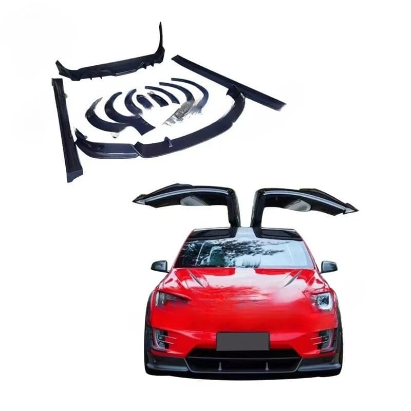 Real Carbon Fiber Front Lip Side Skirts Rear Diffuser Wheel Brow Model X Wide Body Kit lb Style