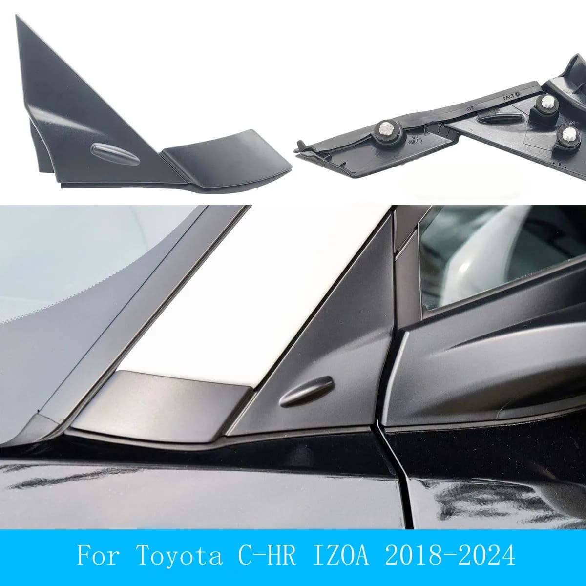 Front A-Pillar Trim Panel for Toyota C-HR IZOA 2018-2024, 60117-F4020 60118-F4020 60117-F4010 60118-F4010 Mirror Triangle Cover
