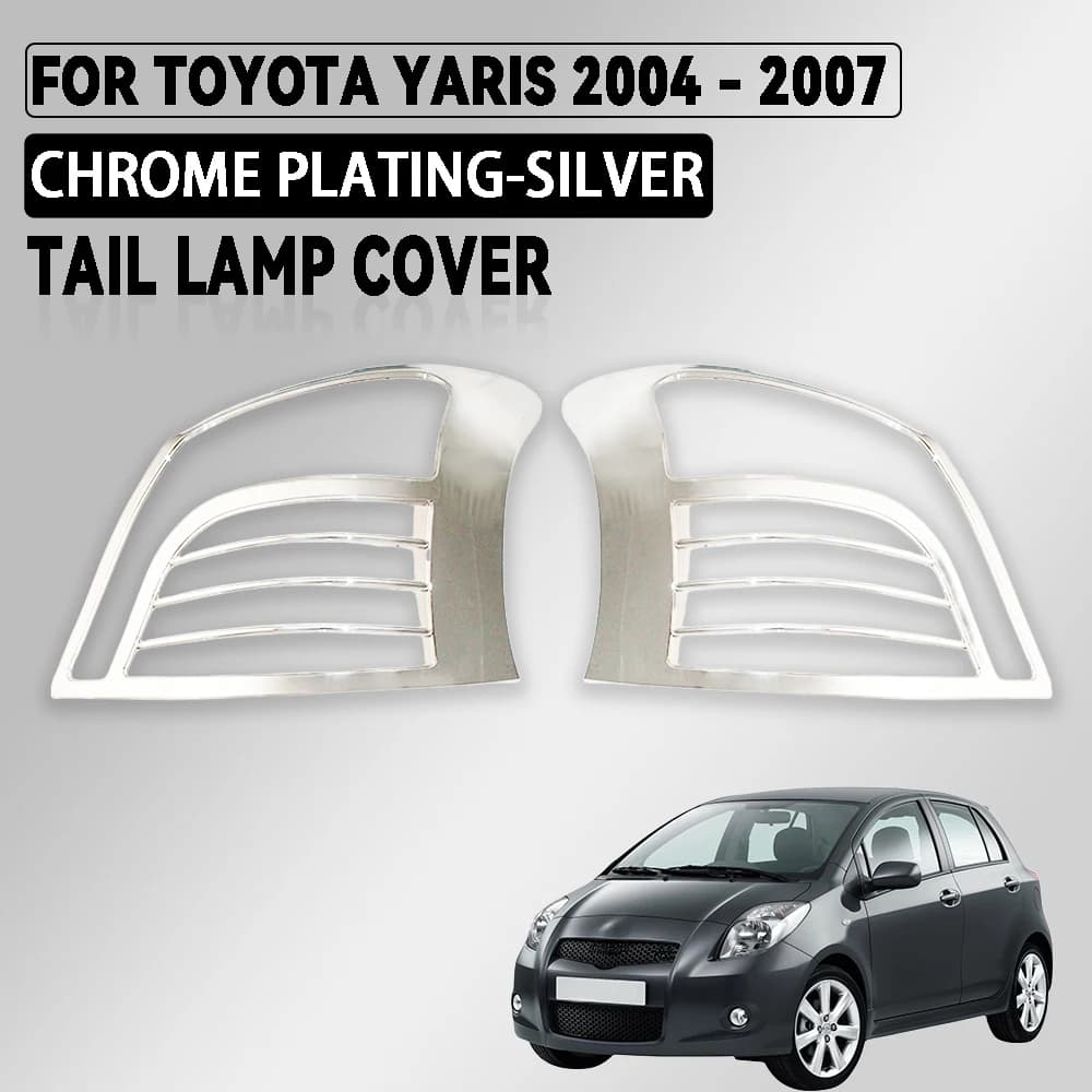 2 Pcs ABS Chrome Car Tail Lamp Cover For Toyota Yaris 2004 2005 2006 2007 Silver Car Exterior Component Decoration