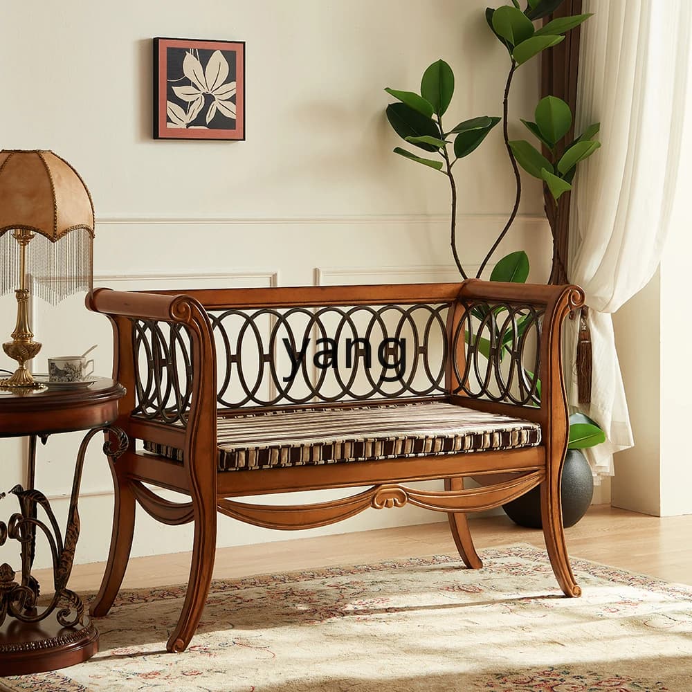 LTT ，American retro solid wood double sofa chair balcony casual back chair