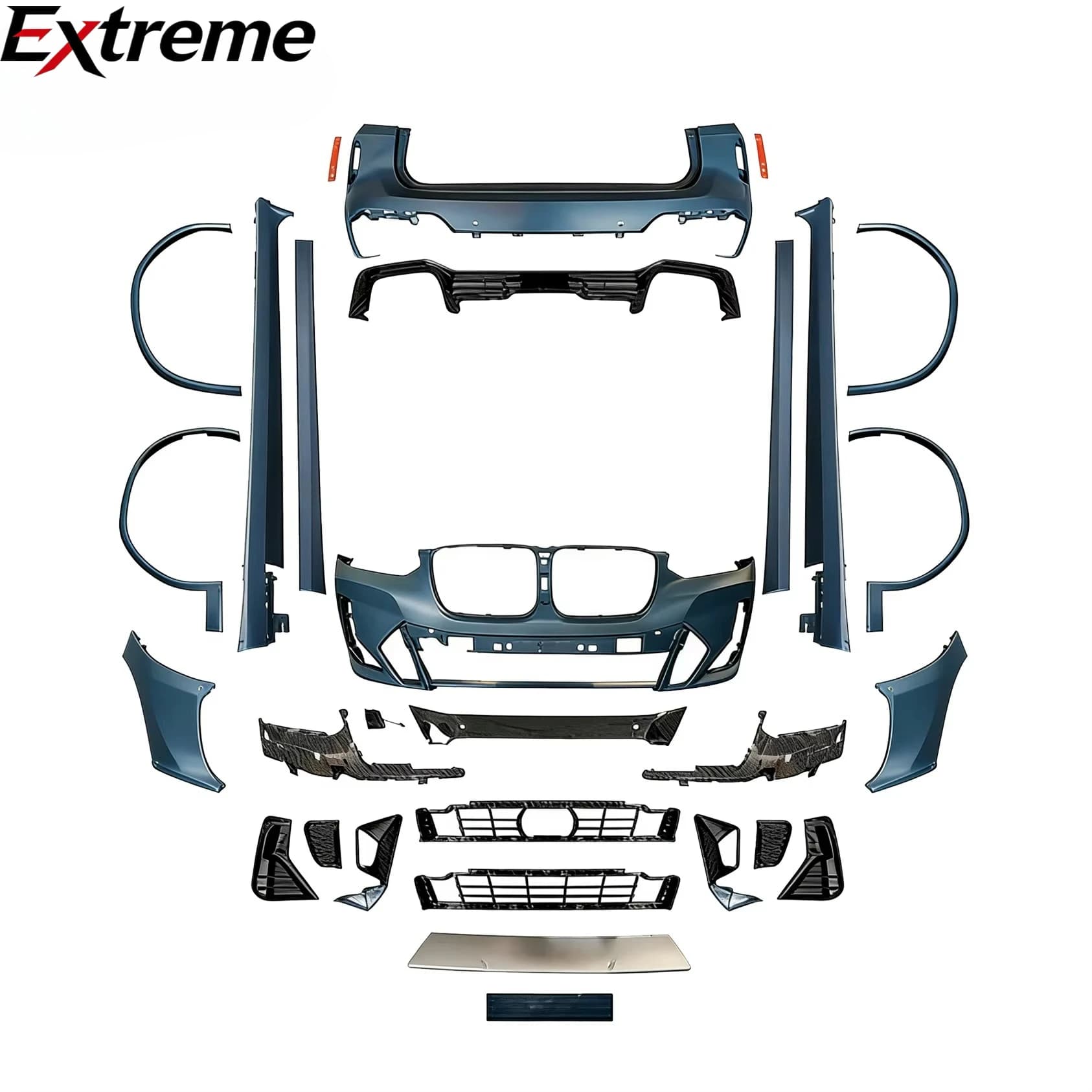M-Tech Style Body Kit for BMW X3 G01 LCI 2022-2024 Front Bumper Rear Diffuser Side Skirts Direct Fit ABS Gloss Black
