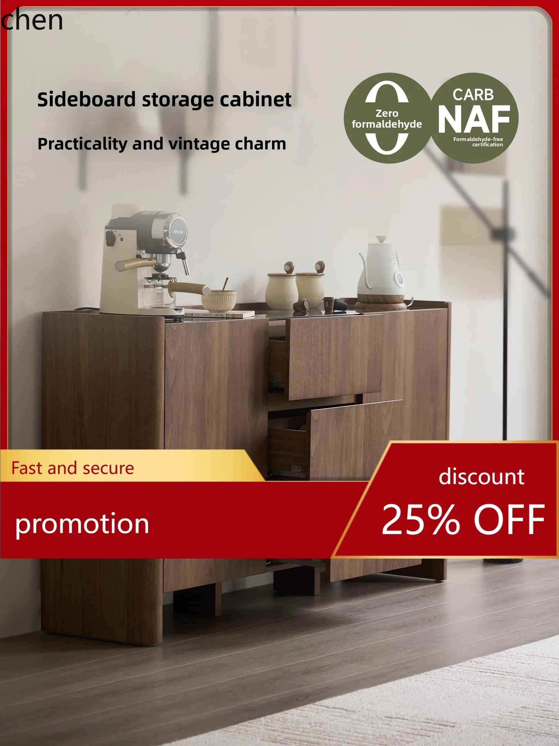 HT Restaurant Wall-Mounted Storage Cabinet Integrated Side Cabinet Living Room Storage New Vintage Style Storage Cabinet