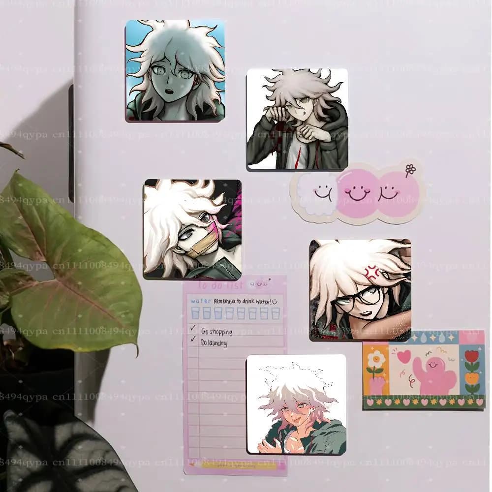 N-Nagito Komaeda D-Danganronpa Square Decorative Fridge Magnet Magnetic Sticker, Kitchen Refrigerator Decor Travel Souvenir Gift