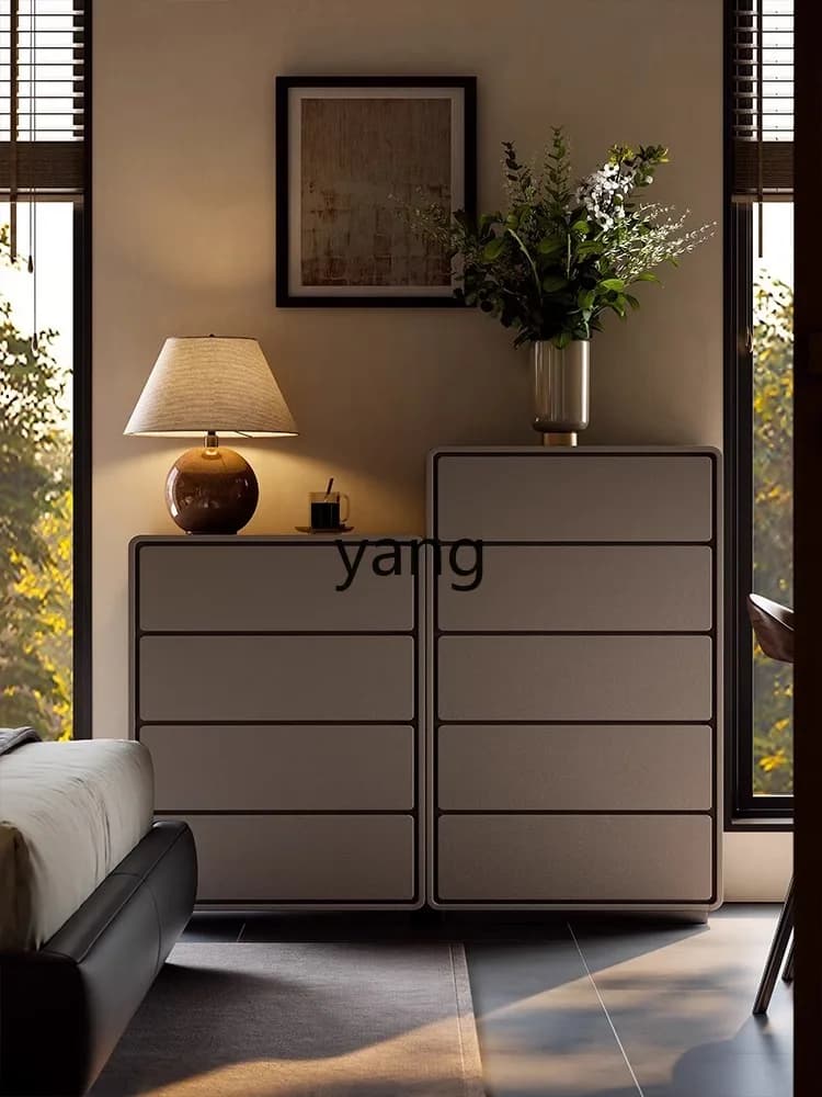 LMM Wudou high-end bedroom solid wood storage wall drawer cabinet room storage leather locker
