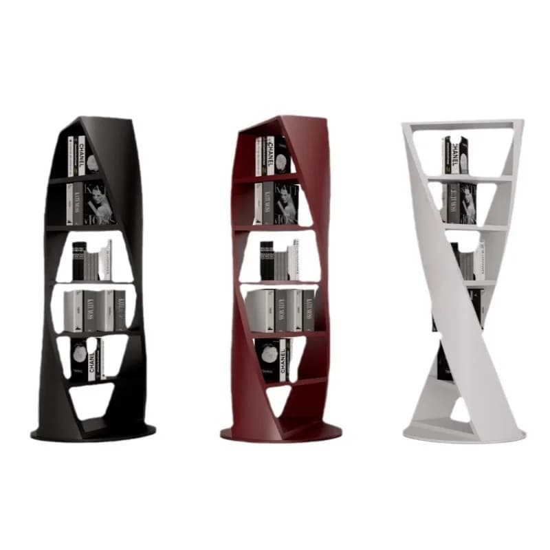 Solid wood rotating bookcase, round shelf, modern minimalist special shape