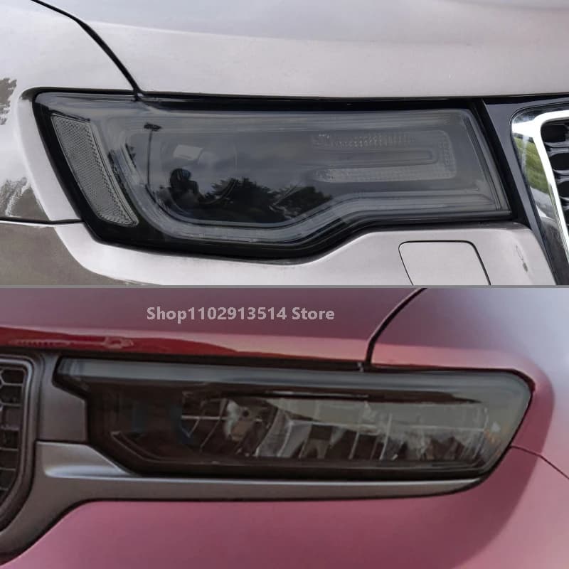 TPU Car Sticker For Grand Cherokee 2021-2023 Car Accessories Headlight Protective Film Headlamp Restoration Transparent Black