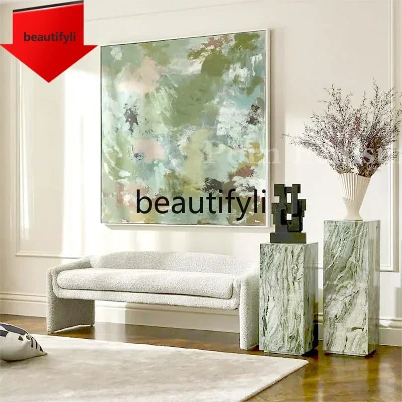 Q181  Natural marble sofa edge green light luxury modern creative living room simple small corner display stand