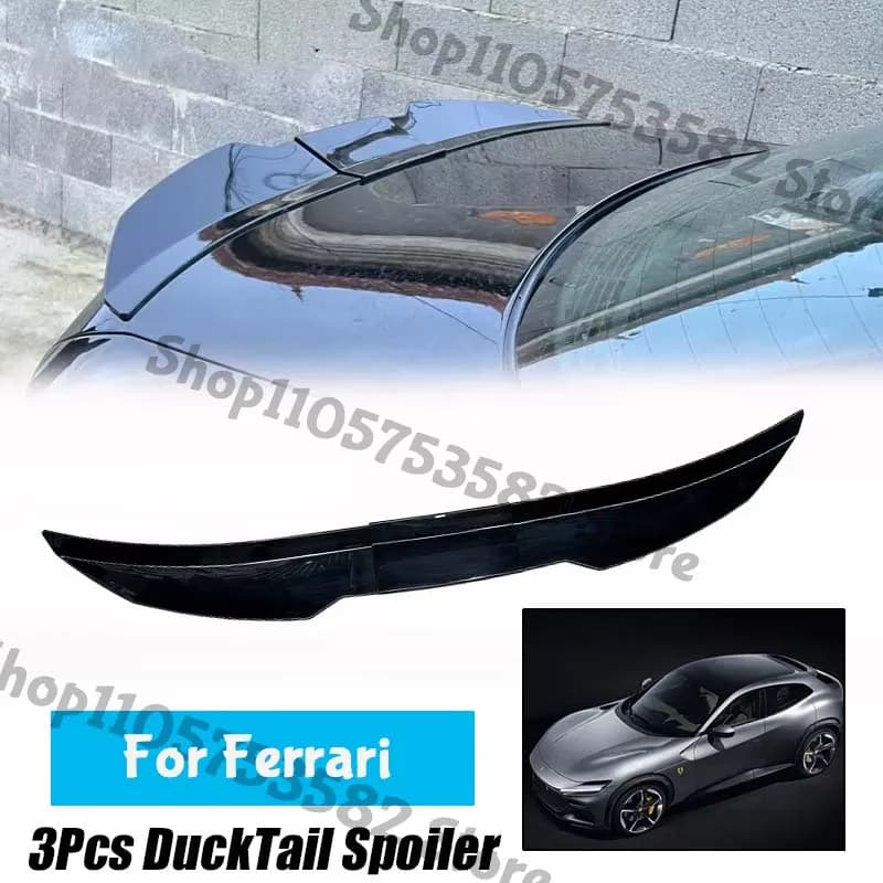 3Pcs Ducktail High Kick Trunk Spoiler For Ferrari Universal Rear Boot Wing For Multi Models Car