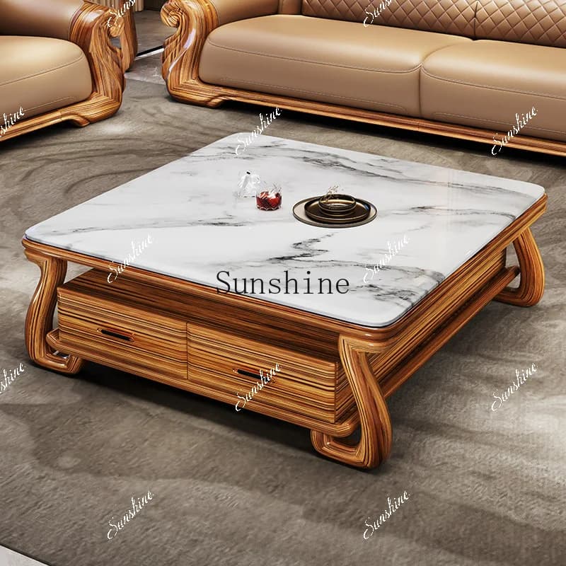 Design new ebony marble coffee table modern new Chinese living room home rectangle  FT