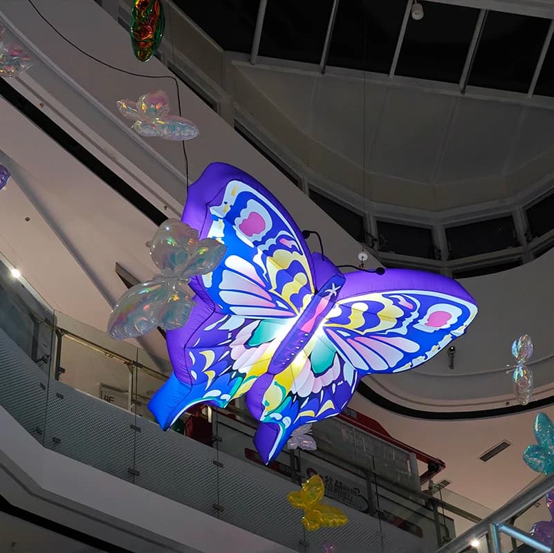 Carnival Stage Colorful Hanging Inflatable Butterfly Blow up Insect Giant Inflatable Butterfly Model With LED