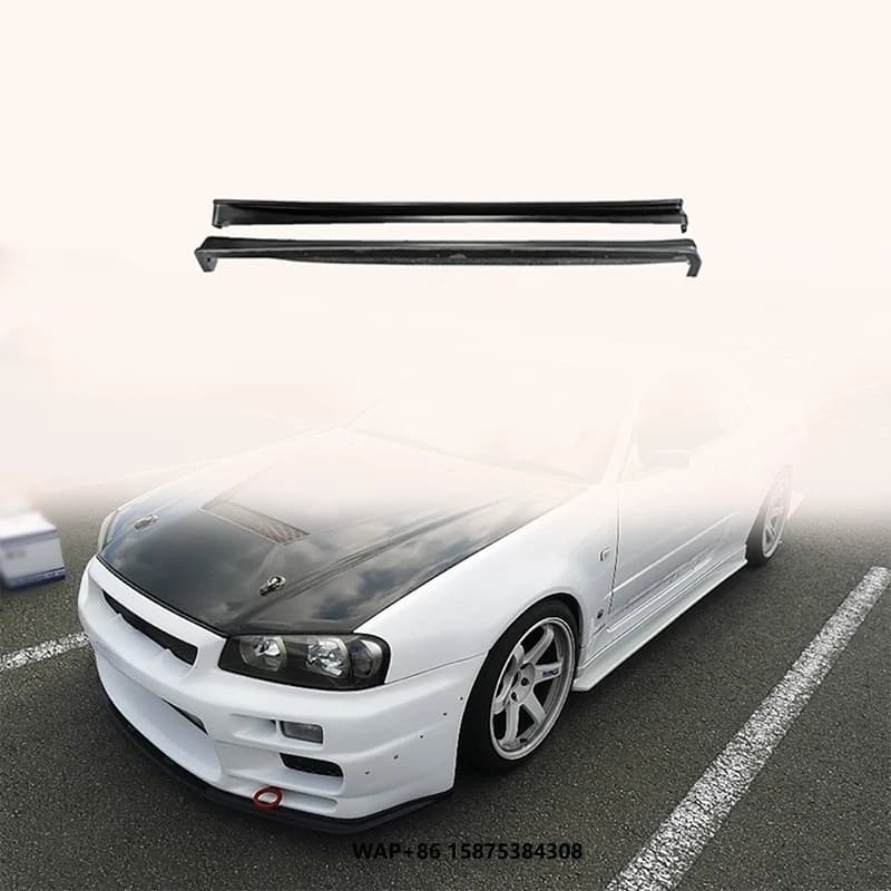 For Skyline Carbon Fiber Skyline R34 GTR HSM Type Side Skirt Extension