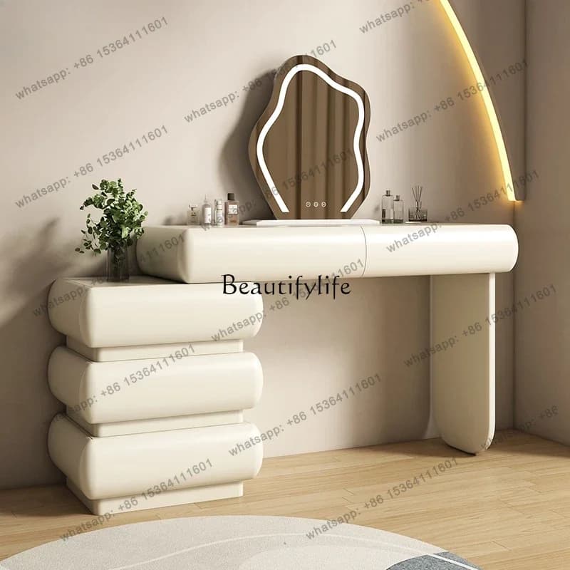 12Cream bucket cabinet integrated Italian modern simple retractable end of bed dressing table