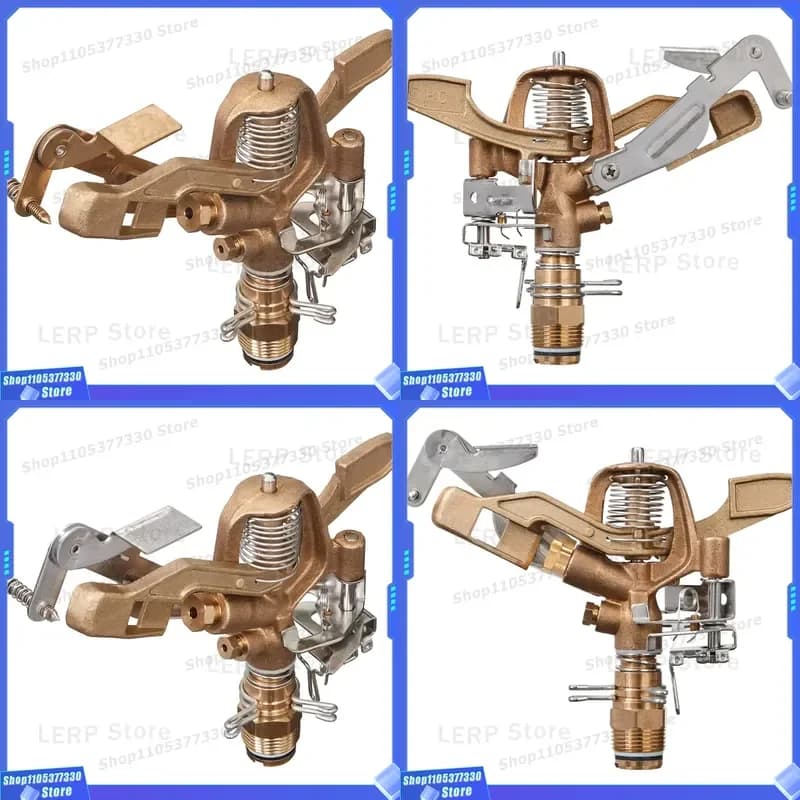Heavy Duty Brass Impact Sprinkler 3/4 Inch MPT Dual Nozzle Garden Lawn Irrigation Watering System Durable Outdoor Use 3/4 MPT