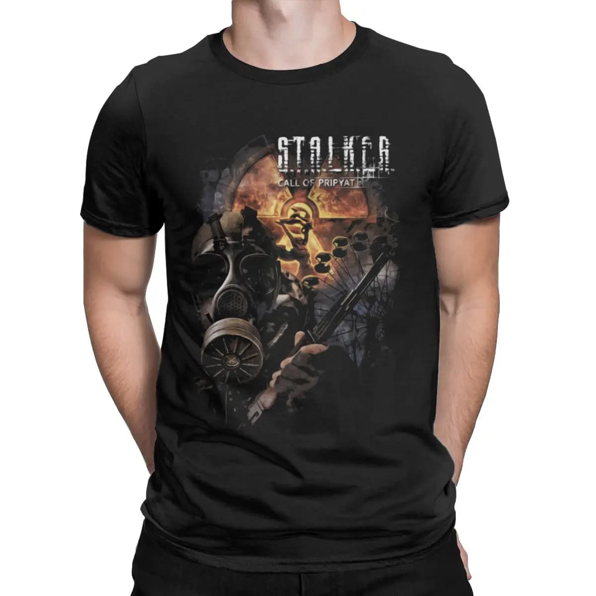 stalker chernobyl exclusion zone call of pripyat T-Shirts for Men Pure Cotton Round Neck lager size T Shirts Original Tops
