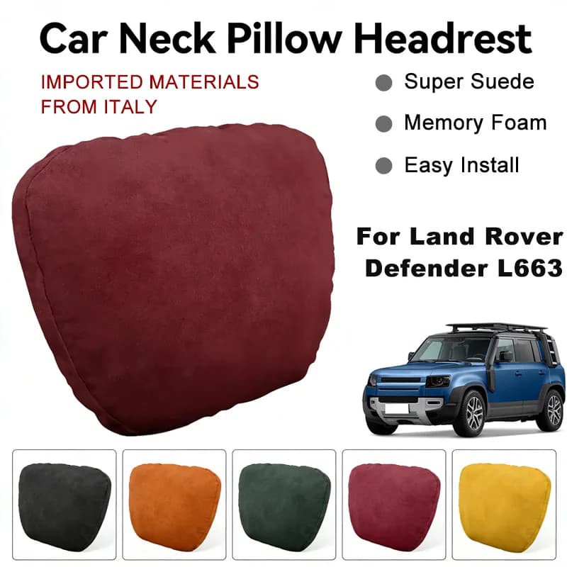Italy Suede Car Neck Rest Pillow For Land Rover Defender L663 Seat Head Neck Support Cushion Auto Interior Accessories