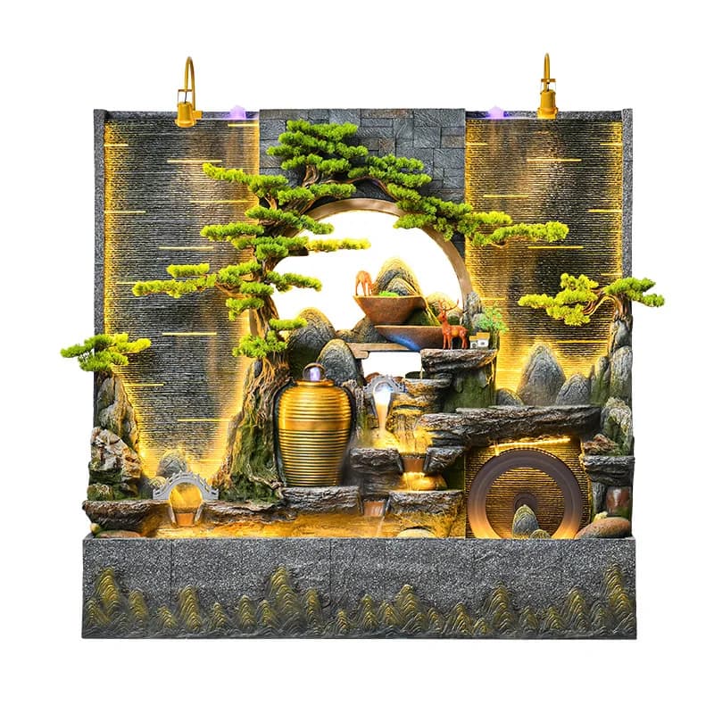 YY- water curtain wall flowing water rockery fountain landscape fish tank company hotel living room villa courtyard circulating