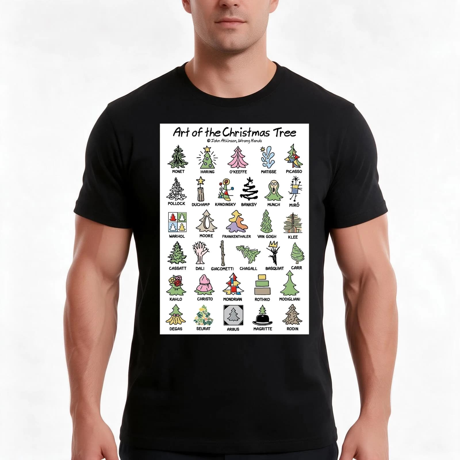 Art of the Christmas Tree T-Shirt, Summer Casual Cotton Tee, Oversized Streetwear Tops, Vintage Graphic Print, Unisex Men Women