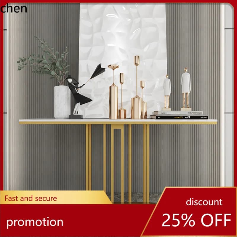CZ Modern Minimalist Stainless Steel Entryway Table, Living Room Marble Console Table, Hotel Sales Department Entryway Cabinet