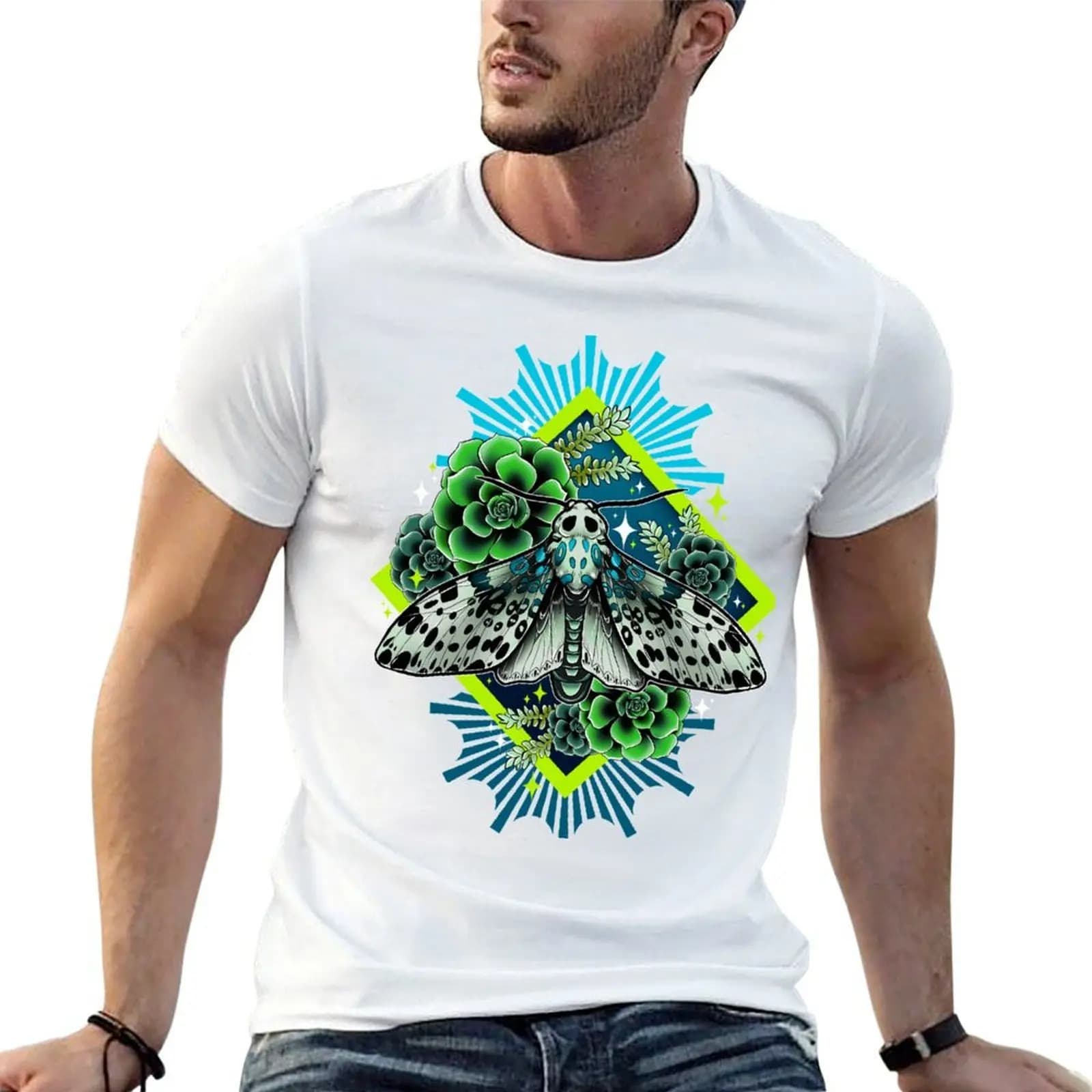 Leopard Moth T-Shirt blacks oversizeds mens t shirts casual stylish