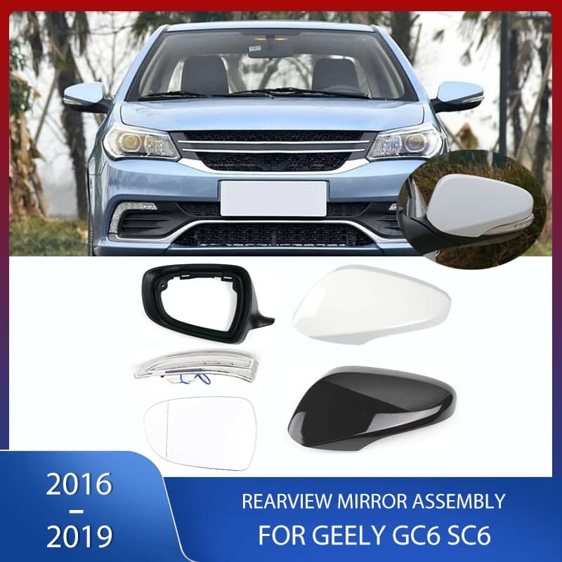 Car Rearview Mirror Cover Shell Frame Mirror Glass Heated LED Turn Signal Lamp For GEELY GC6 SC6 2016 2017 2018 2019