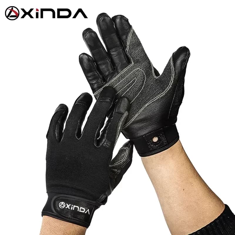 XINDA Black Wear Resistant Full Finger Gloves for Downhill Climbing SRT Outdoor Sports