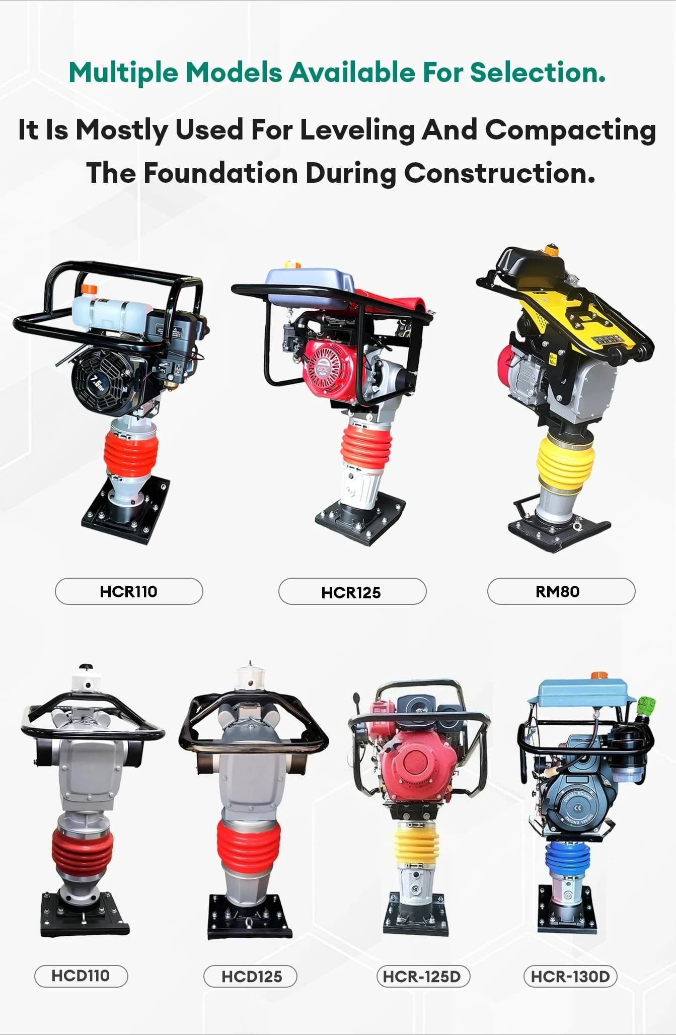 Good Quality Customized Voltage Jumping Tamping Rammer Electric Road Foundation Compactor Rammer