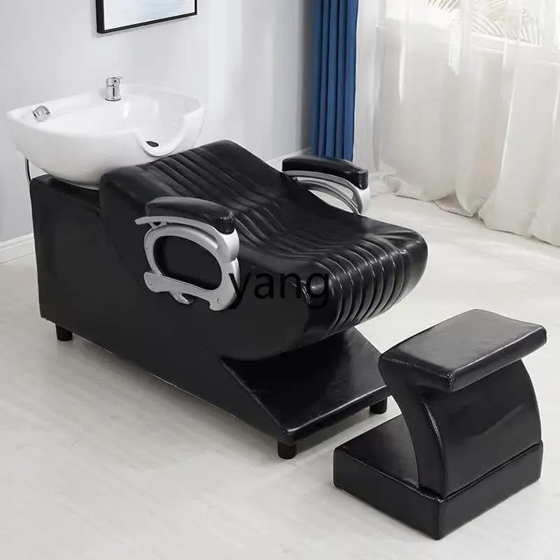 LTT semi-reclining barber shop ceramic basin flushing bed hair shop special shampoo bed