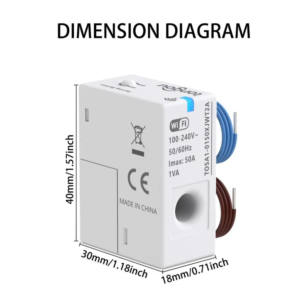 Tuya Smart WiFi Energy Meter with kWh Monitoring and Prepaid Function 1-50A Real-time Power Consumption/Voltage/Current Monitor