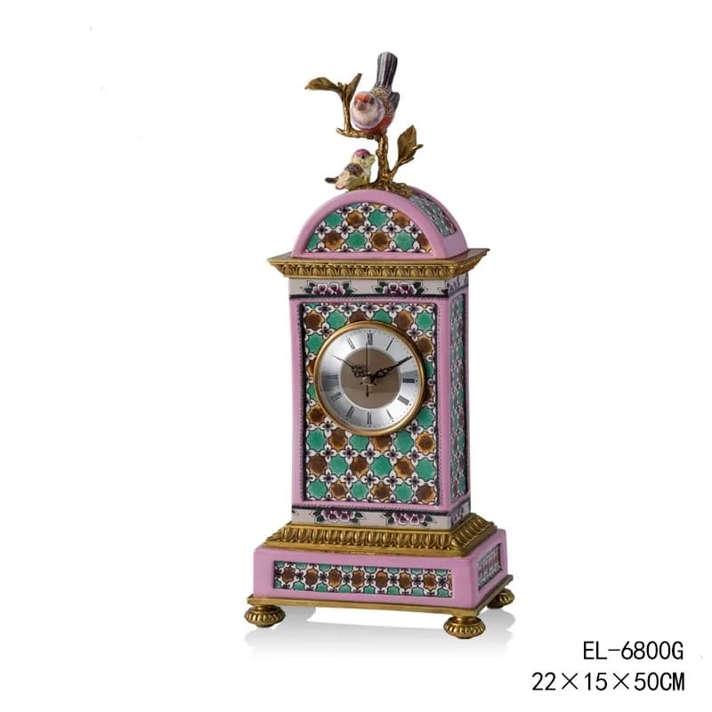 CX luxury ceramic with copper decorative crafts villa living room long oval waist four clocks
