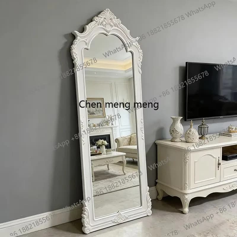 RR European dressing luxury carved home floor mirror bedroom cloakroom living room decorative full-length mirror