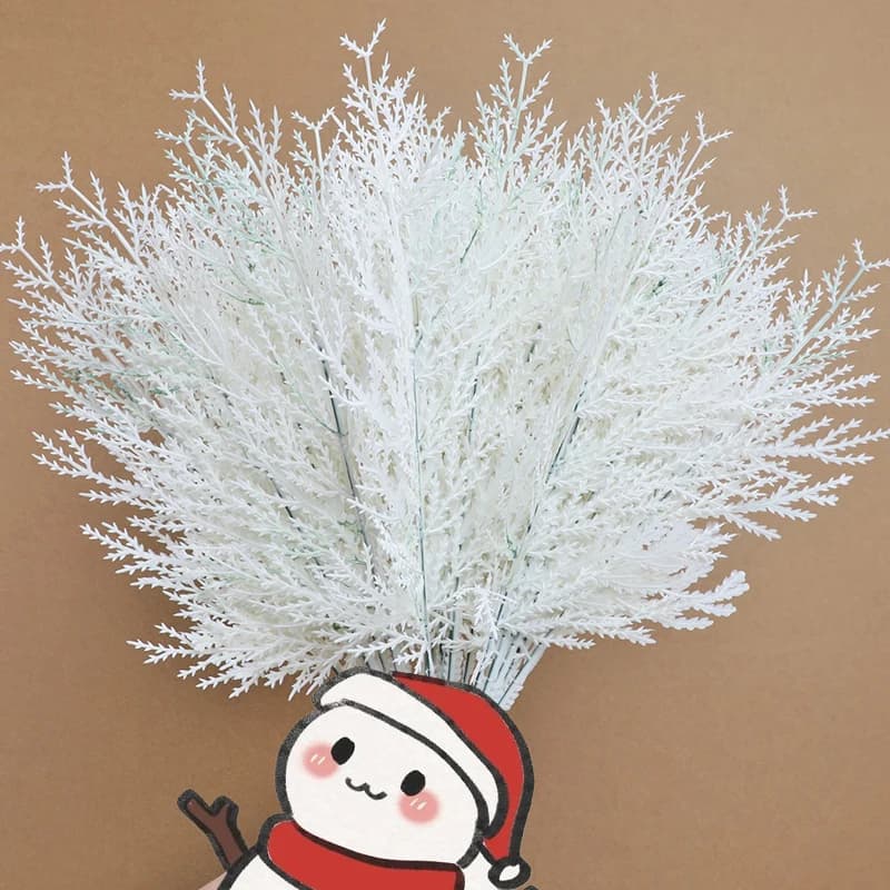 10Pcs Artificial White Cypress Branches For Christmas Tree Decoration And Festive Atmosphere In Snowy Scenery New Year Gifts