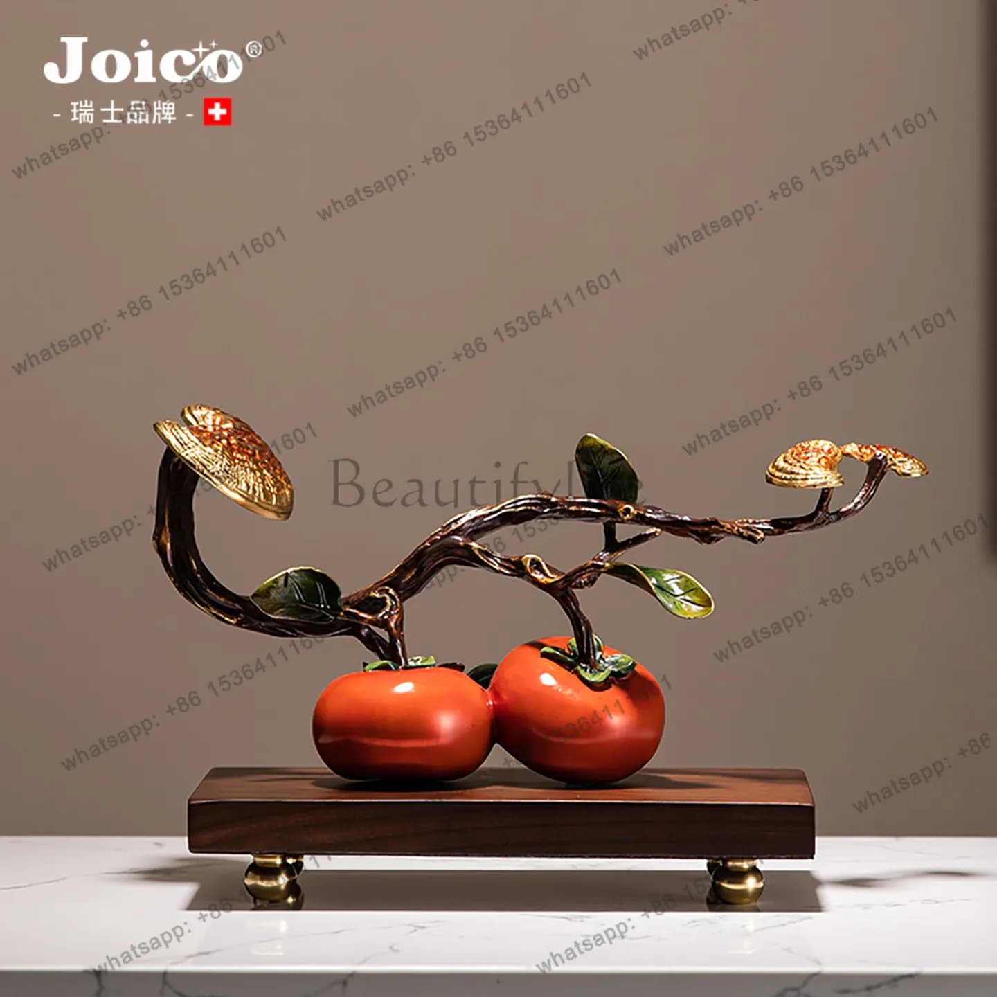 Ornament New Chinese persimmon Ruyi brass persimmon office living room porch housewarming decoration