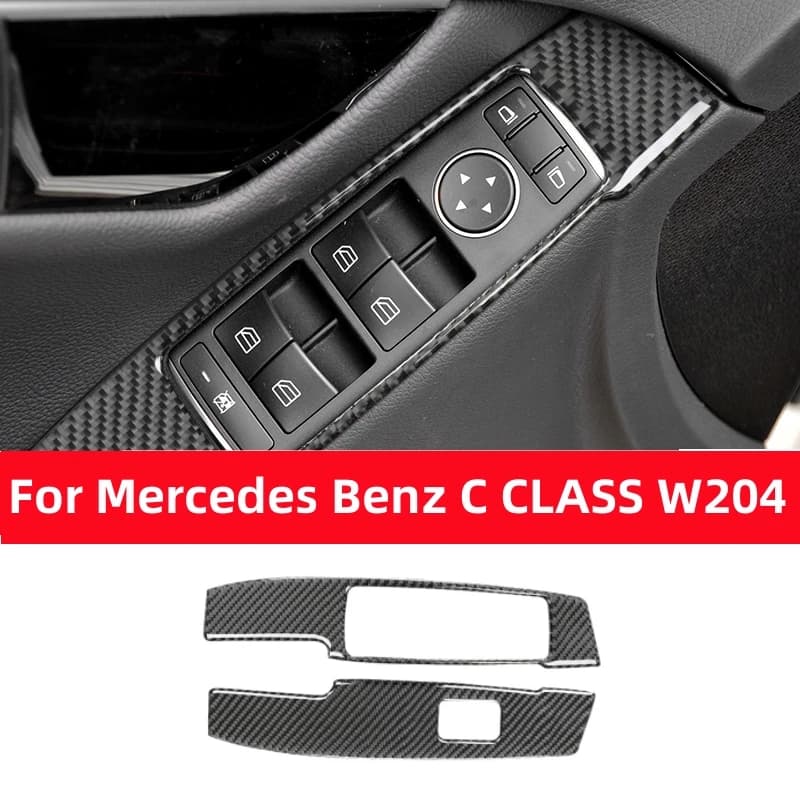 For Mercedes Benz W204 C-Class 2007-2013 Car Door Armrest Panel Decor Trim Sticker Auto Interior Accessories Carbon Fiber