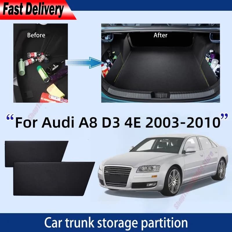 For Audi A8 D3 4E 2003~2010 2009 Trunk Storage Partition Multifunction Storage Auto Interior Parts Organizer