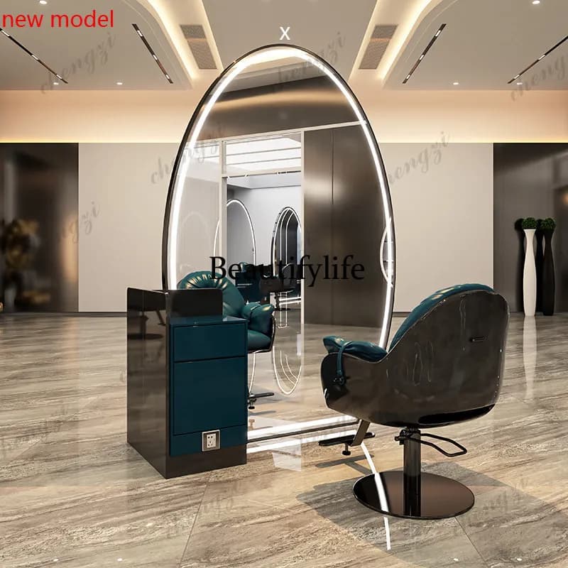 DD182New model, barber shop mirror table, barber shop, hair salon special, hair cutting single and double-sided floor mirror
