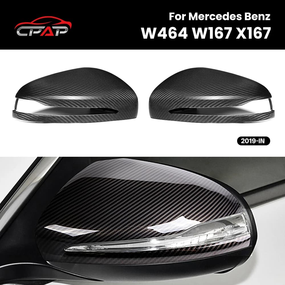 Car Side Door Real Dry Carbon Fiber Rearview Mirror Cover Caps Accessories For Mercedes Benz W464 W167 X167 OEM Style 2019-IN
